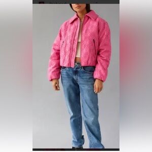 Women’s Retro Urban Outfitters Pink Peace Corduroy Coat Size Small